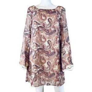 Xhilaration Long Sleeve Bohemian Sheath Dress Brown